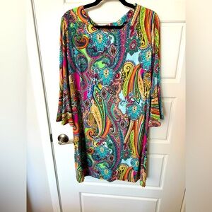 Tommy Hilfiger Paisley Plus-Size Dress, 16, EUC